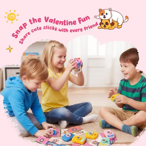 DG-Direct 24 Pack Valentine Mini Camera Toys for Kids, Cute Viewfinder Toys with Valentine Cards for Kids Classroom, Valentines Day Gifts for Kids School Party Favors