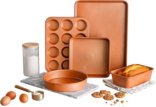 Gotham Steel Non-Stick Ceramic Bakeware Set - 5-Piece Dishwasher Safe Baking Pans | PFOA Free, No Warp