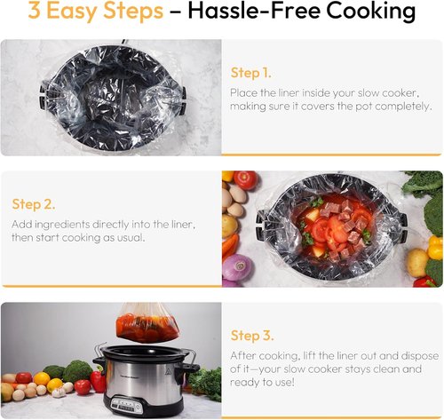 Katbite Crock Pot Liners - Heavy Duty Disposable Slow Cooker Bags | 13" X 21" for 3-8.5 Quart Pots, 25 Count