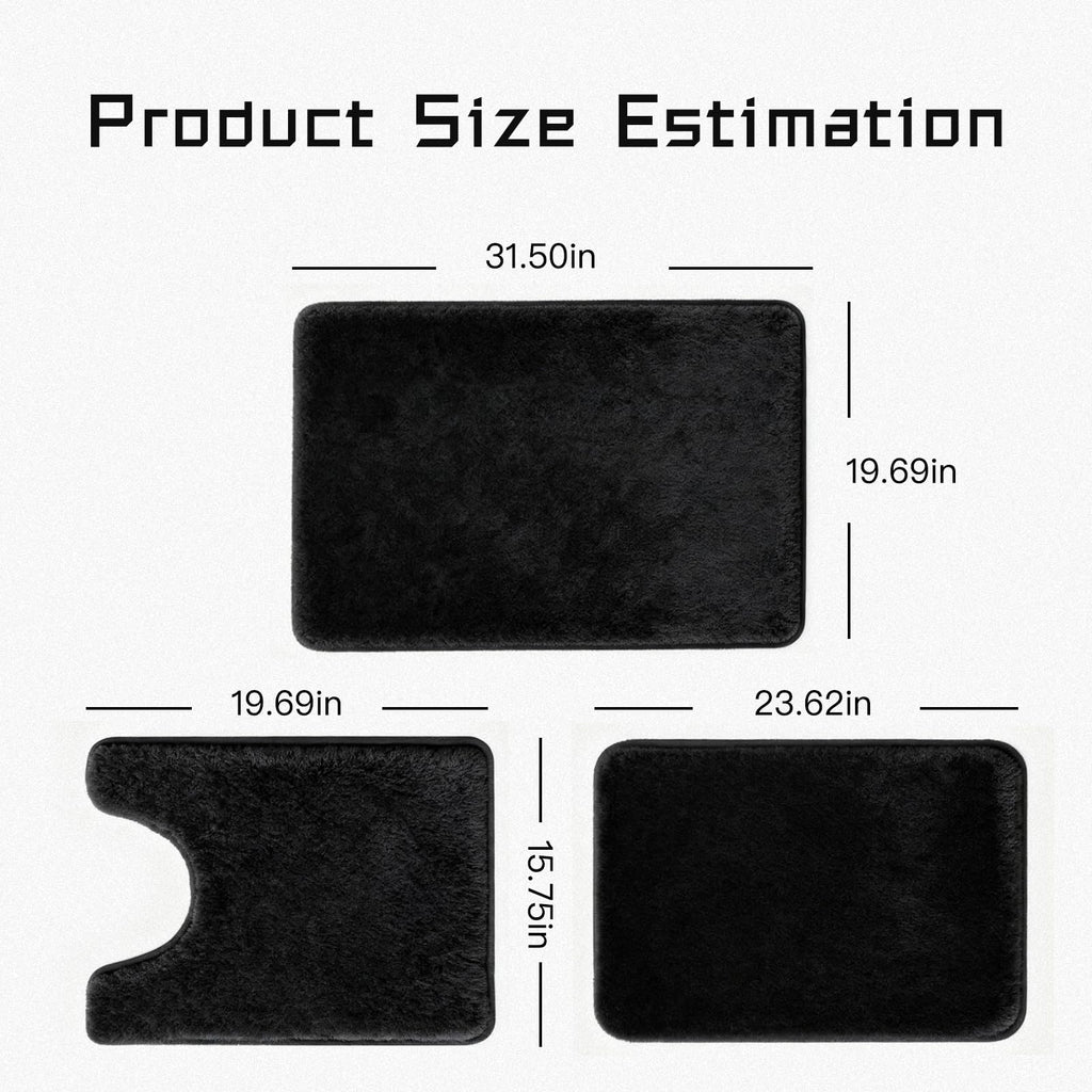 DHSUN Bathroom Rugs Sets 3 Piece, Plush Absorbent Microfiber Non-Slip Bathmat,Coral Fleece,U-Shaped Toilet mat, Bathroom mat, Bath, Shower