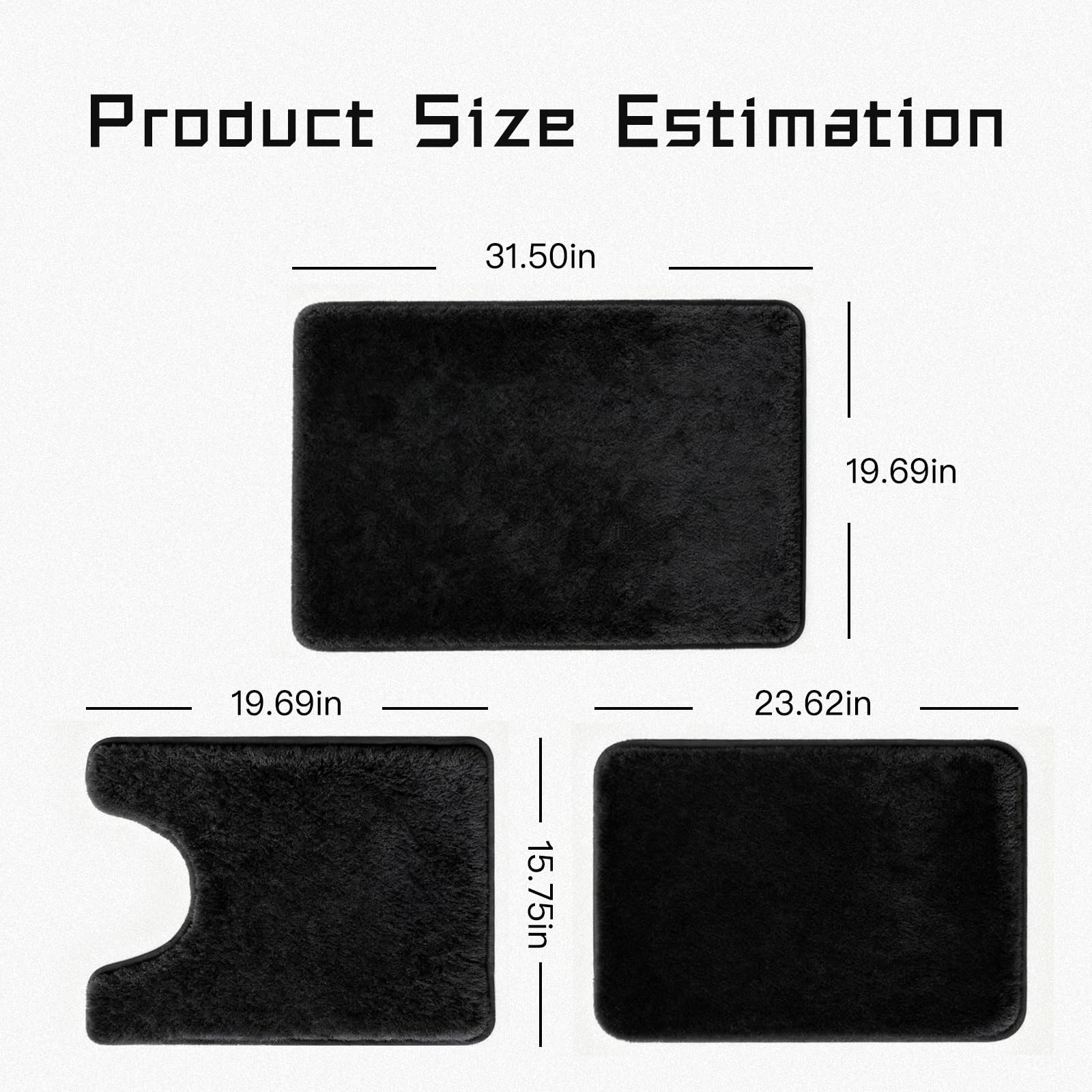 DHSUN Bathroom Rugs Sets 3 Piece, Plush Absorbent Microfiber Non-Slip Bathmat,Coral Fleece,U-Shaped Toilet mat, Bathroom mat, Bath, Shower