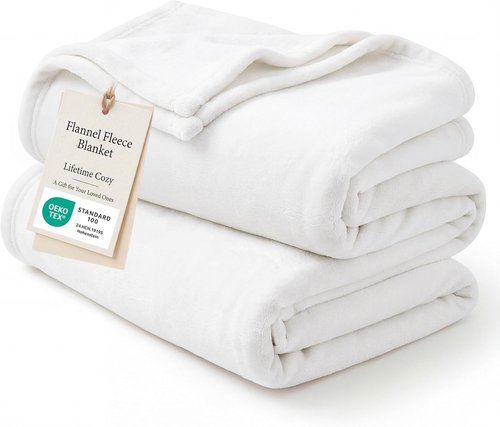 Bedsure GentleSoft Fleece Blanket - California King White | Lightweight Plush Cozy 102x96 Inches