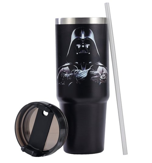Black Tumbler with Lid And Straw For Man, Unique Design Vacuum Insulated Travel Mug,Stainless Steel, Dishwasher Safe, Cup Holder Friendly Coffee Mugs for Man,Fits in Car Cup Holder - 30 Oz