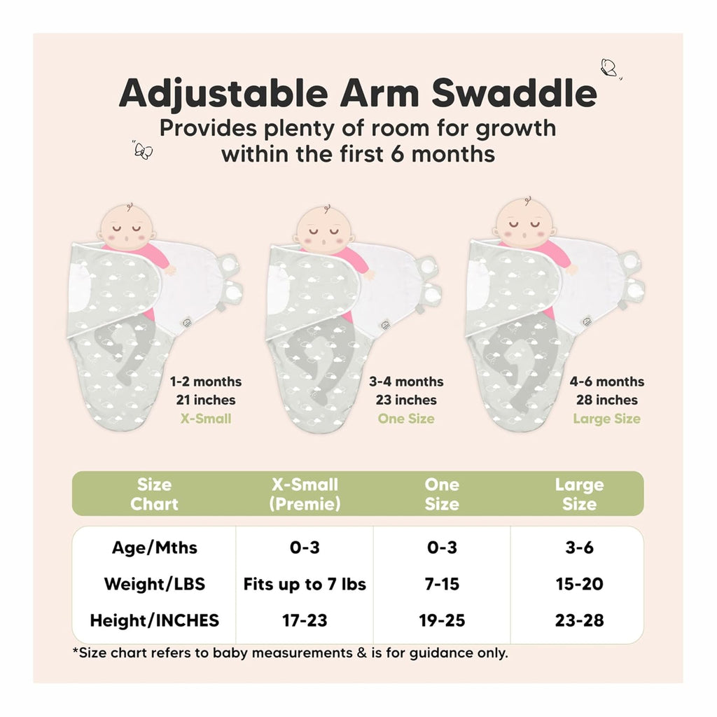 Skiennix Baby Swaddle Sleep Sacks - 3-Pack Zippered Swaddles for Newborns 0-3 Months | Soft & Durable Design