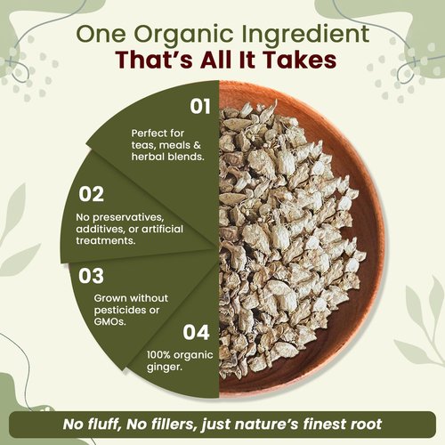 Organic Way Dried Ginger Root Cut & Sifted (Zingiber officinale) - Herbal Tea | Kosher & USDA Certified | Vegan, Non-GMO & Gluten Free | 100% Raw from India (2LBS - 32Oz.)