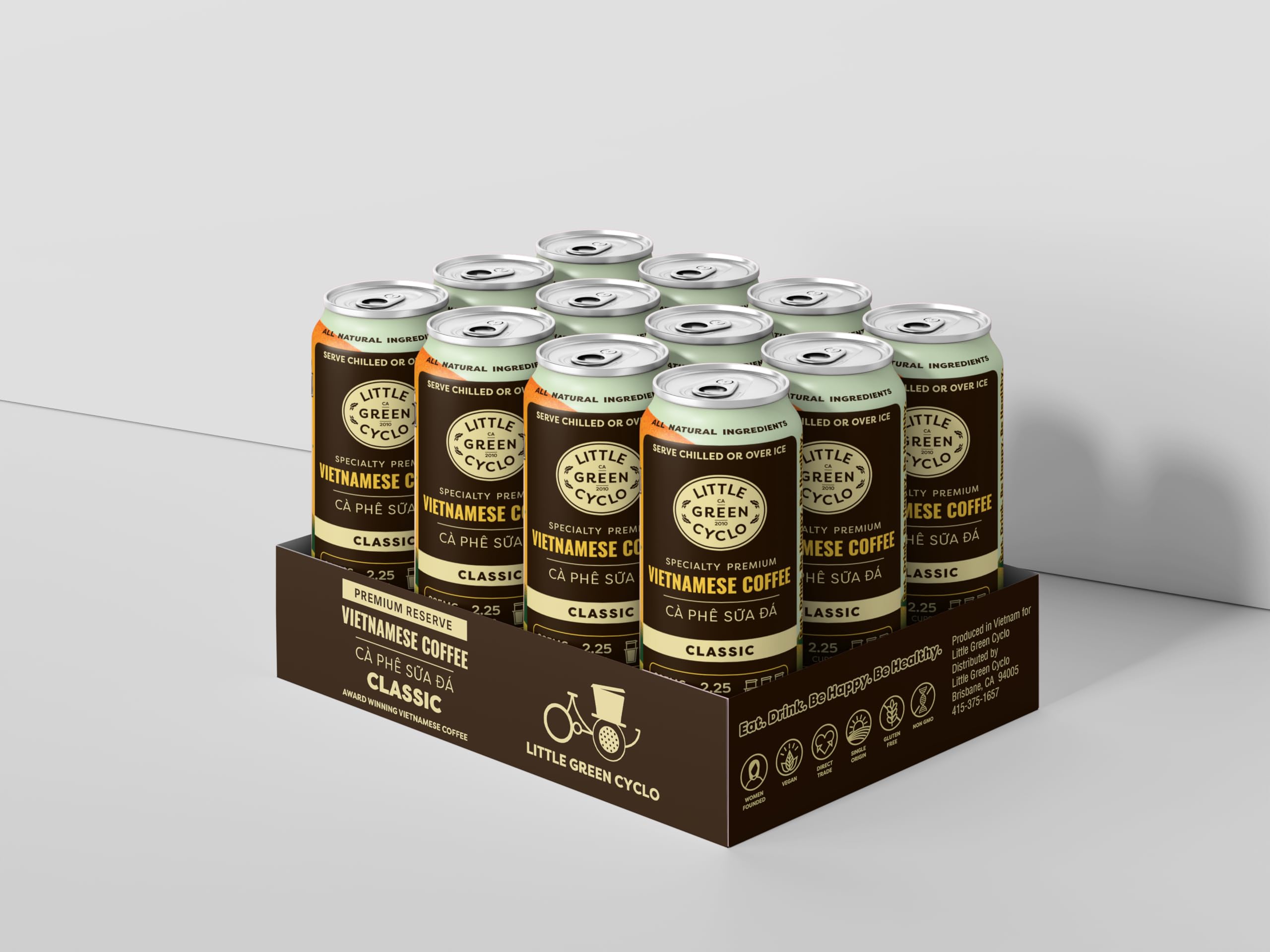 Little Green Cyclo Vietnamese Coffee – Classic Cà Phê Sữa Đá – 12-Pack, Ready-to-Drink, 7.5 oz Cans