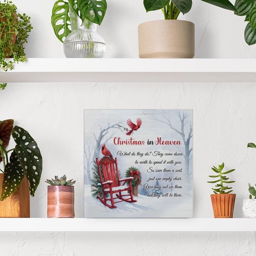 Cardinal Christmas Ornaments | Empty Chair Wooden Plaque - Heartfelt Sympathy Gift, 5x5 Inches
