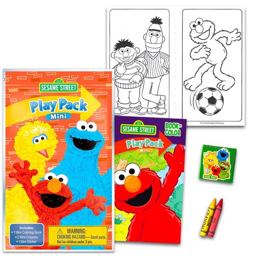 8 Pc Sesame Street Mini Party Favors Set - Bundle 8 Play Packs with Mini Coloring Books, Stickers, and Goodie Bags | Sesame Street Birthday Party Supplies Decorations