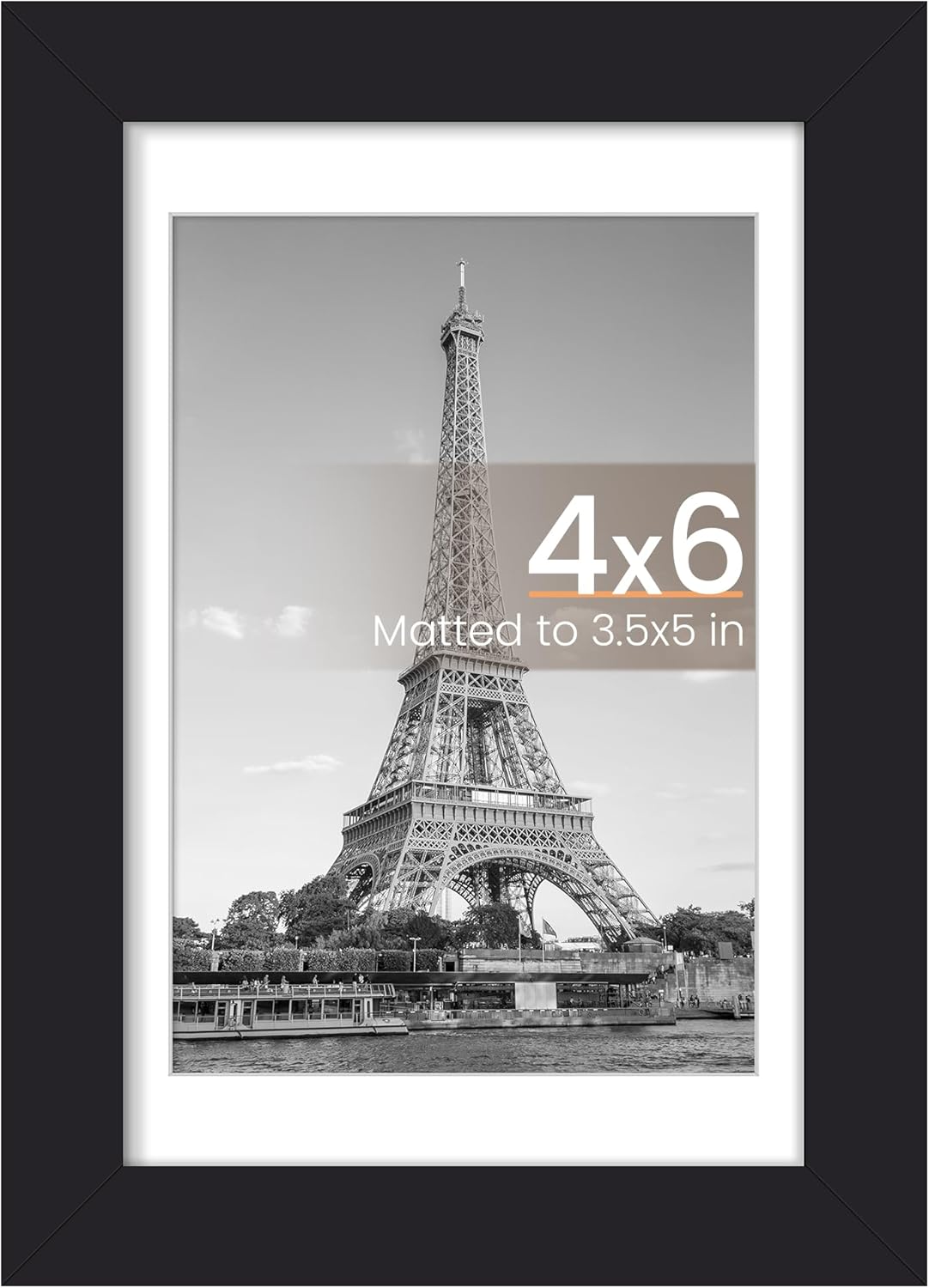 Upsimples 4x6 Picture Frame - Versatile Display for 3.5x5 or 4x6 Photos | Black, 1 Pack