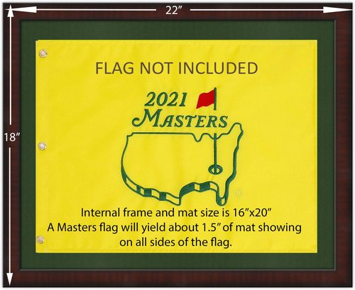 16x20 Mahogany Color Golf Flag Frame, Moulding brn-002, NEW Fairway Green Mat (holds 13x17 Masters Golf Flags; flag not incl) UPDATED JULY 2025