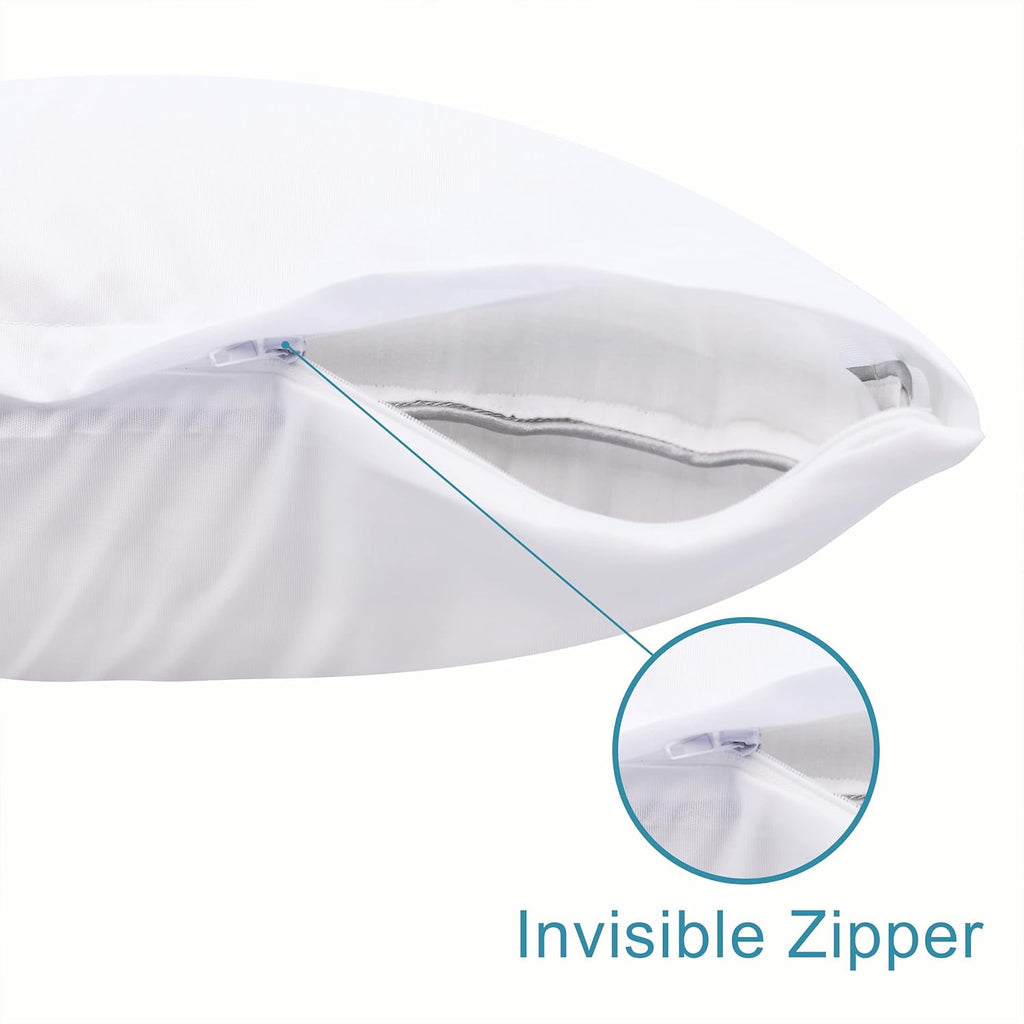 NTBAY Waterproof King Pillow Protectors - Super Soft Zippered Cases | 20x36 Inches Pure White, 4 Pack