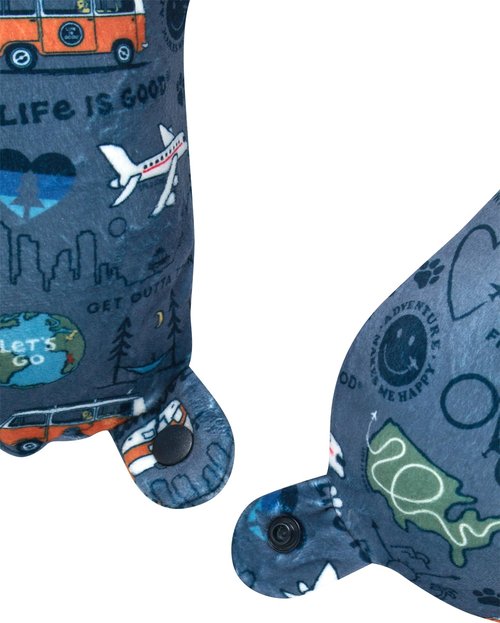 Life is Good Neck Pillow - Soft Memory Foam All Over Print Travel Neck Support Pillow - Cozy U-Shaped Sleep Pillow, Love for Travel