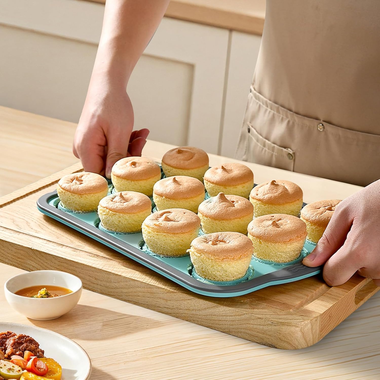 Skiennix Silicone Muffin Pans - Nonstick 6-Cup Baking Tray with Metal Frame | BPA-Free, Dishwasher Safe, Pink