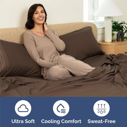 Comfy Twin Size 3 Piece Sheet Set by [Brand Name] - Breathable Cooling Bed Sheets | Ultra-Soft, Deep Pockets, Wrinkle-Free - Hotel Luxury Bedding in Brown