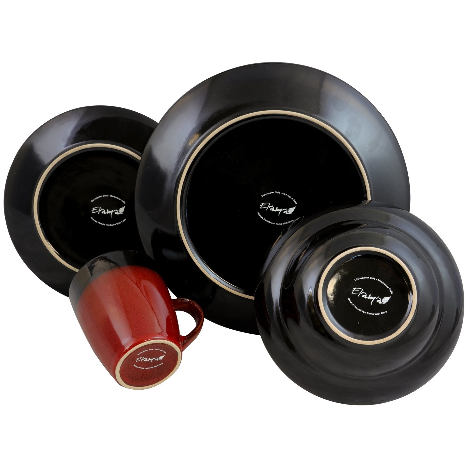 Elama’s Tanizia 16 Piece High Gloss Dinnerware Set