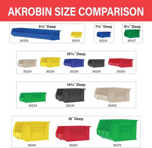 Akro-Mils Plastic Storage Bins - Space-Saving Stackable Organizers for Garage & Pantry | 11" x 8" x 7", Stone, 6-Pack