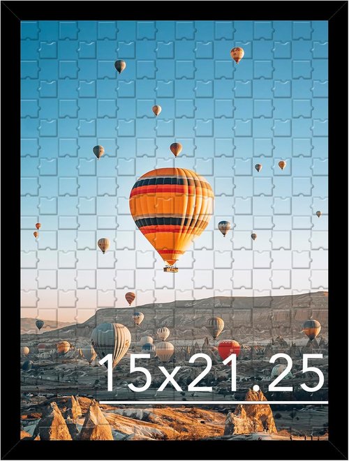 JCJMY Puzzles Frame - Black Wall Hanging for 15x21.25" Photos & Canvas | Shatter-Resistant Plexiglass