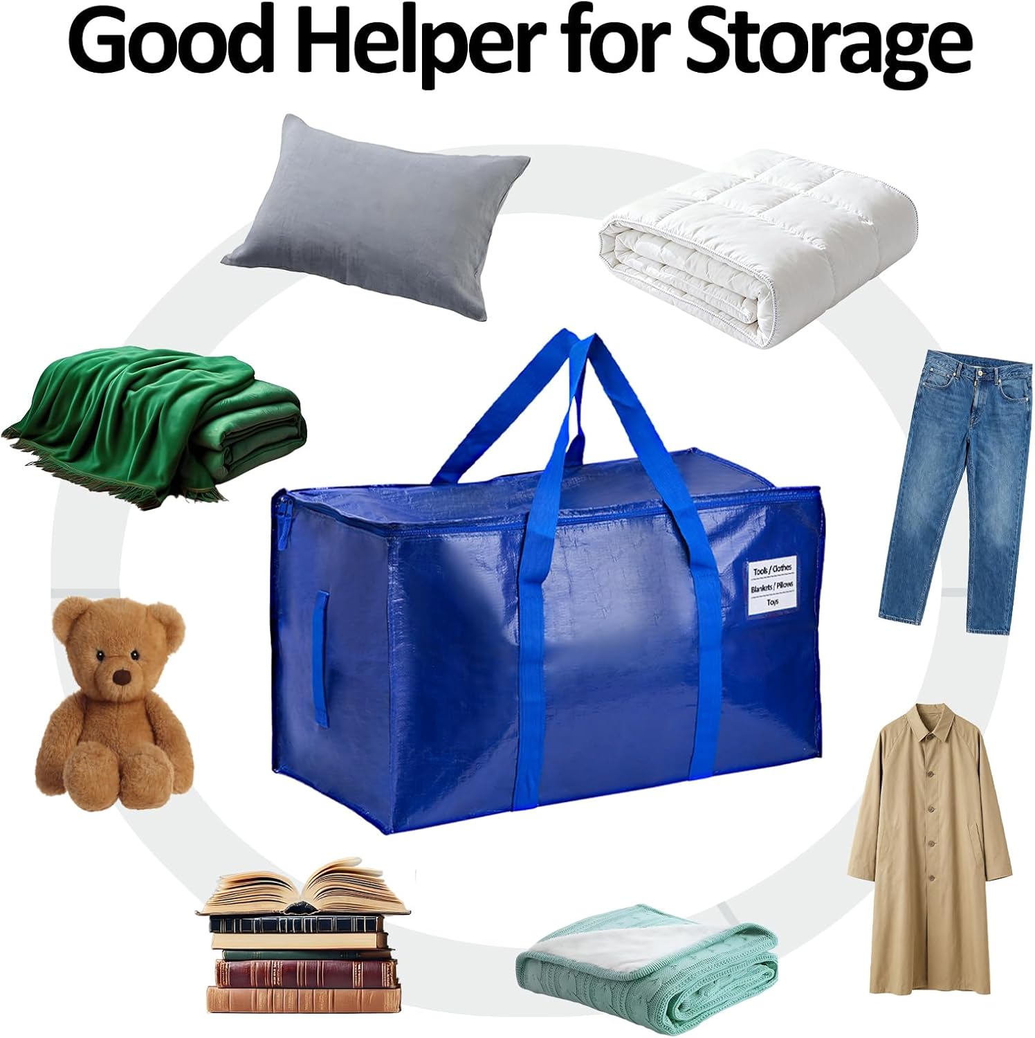 Storage Bags - Waterproof Large Organizer Bags by [Brand Name] | 2 Pack for Clothes, Blankets & Laundry - 65LB Capacity