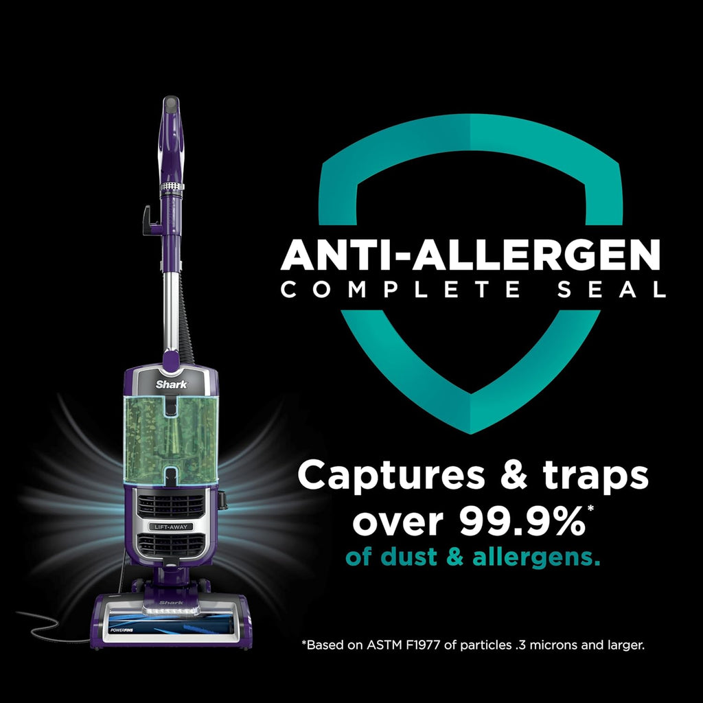 Shark Lift-Away Upright Vacuum - PowerFins, Self-Cleaning Brushroll & Anti-Allergen Technology | Eggplant