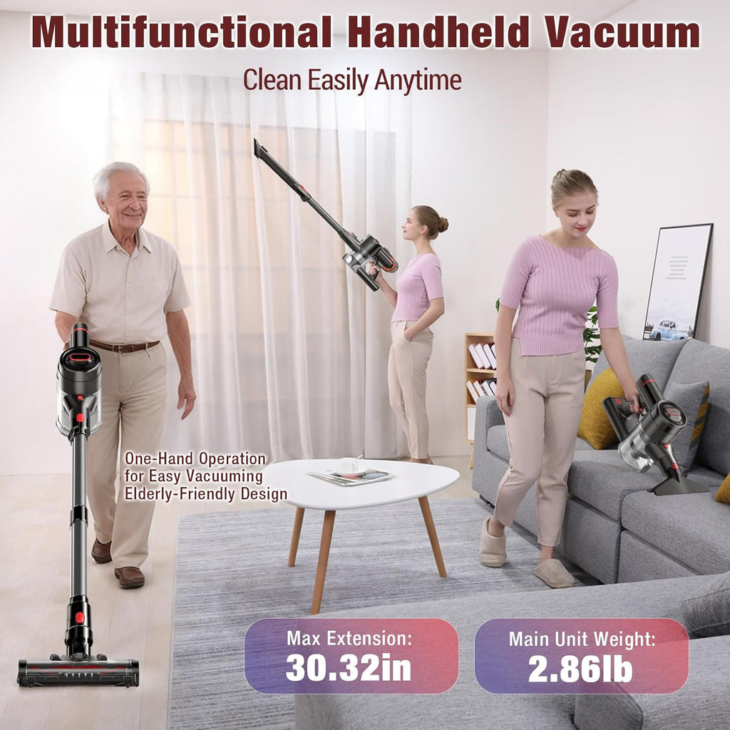 Skiennix Cordless Vacuum Cleaner - 450W Powerful Suction | 50-Minute Runtime, Lightweight 8-in-1 for Pet Hair & Hard Floors