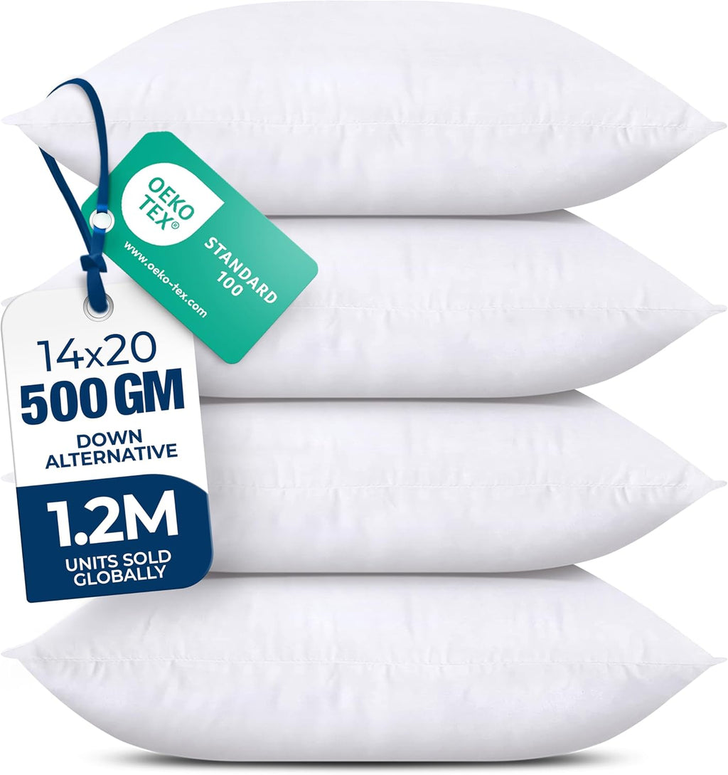 Utopia Bedding Throw Pillows - Set of 4 Fluffy Down Alternative Decorative Pillows | 14 x 20 Inches, White