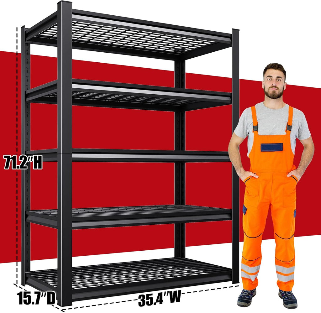 Regine Switzerland Heavy Duty Garage Shelving | Set of 4 Adjustable 71"H Metal Storage Units - 3000LBS Capacity
