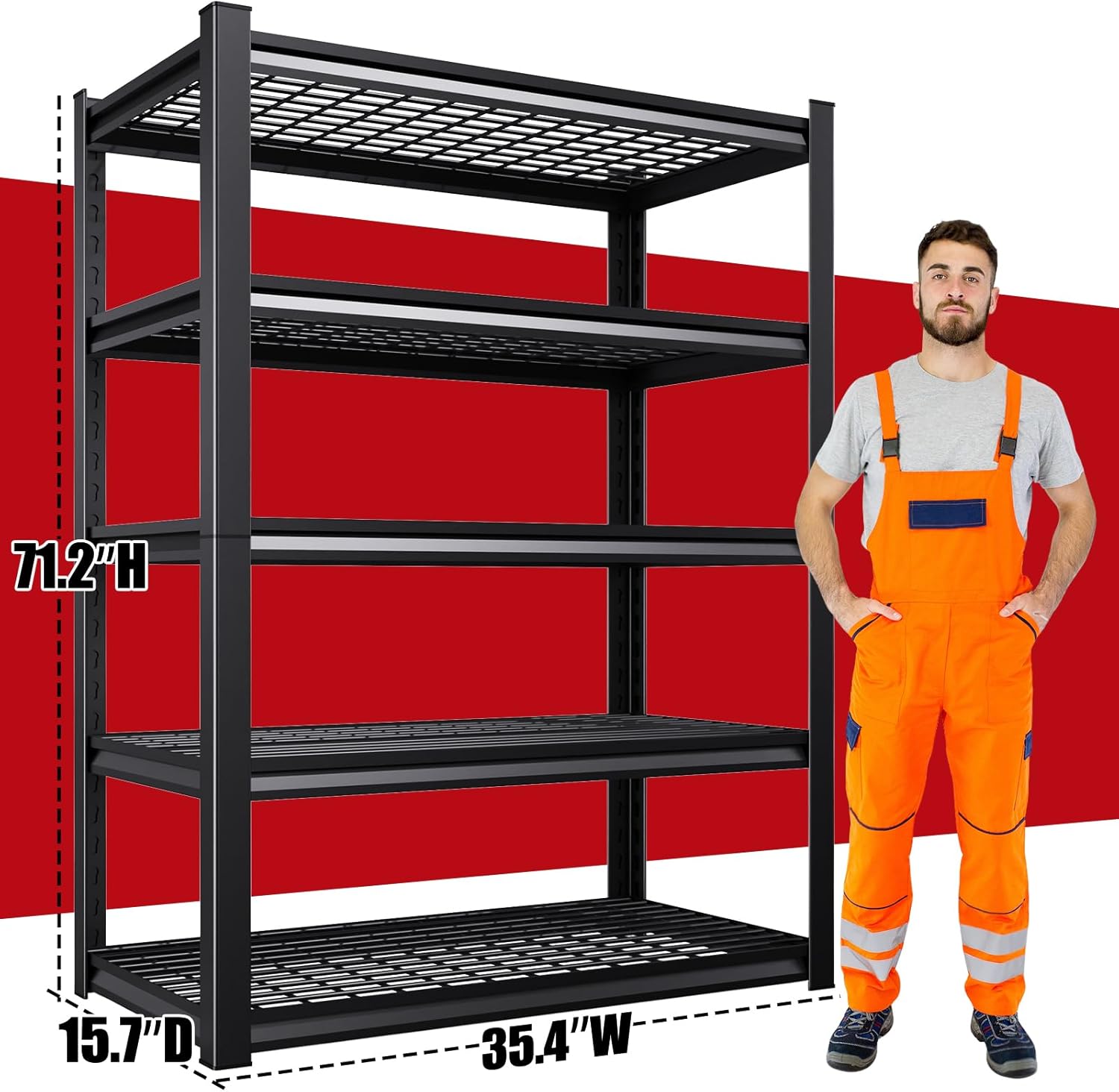 Regine Switzerland Heavy Duty Garage Shelving | Set of 4 Adjustable 71"H Metal Storage Units - 3000LBS Capacity