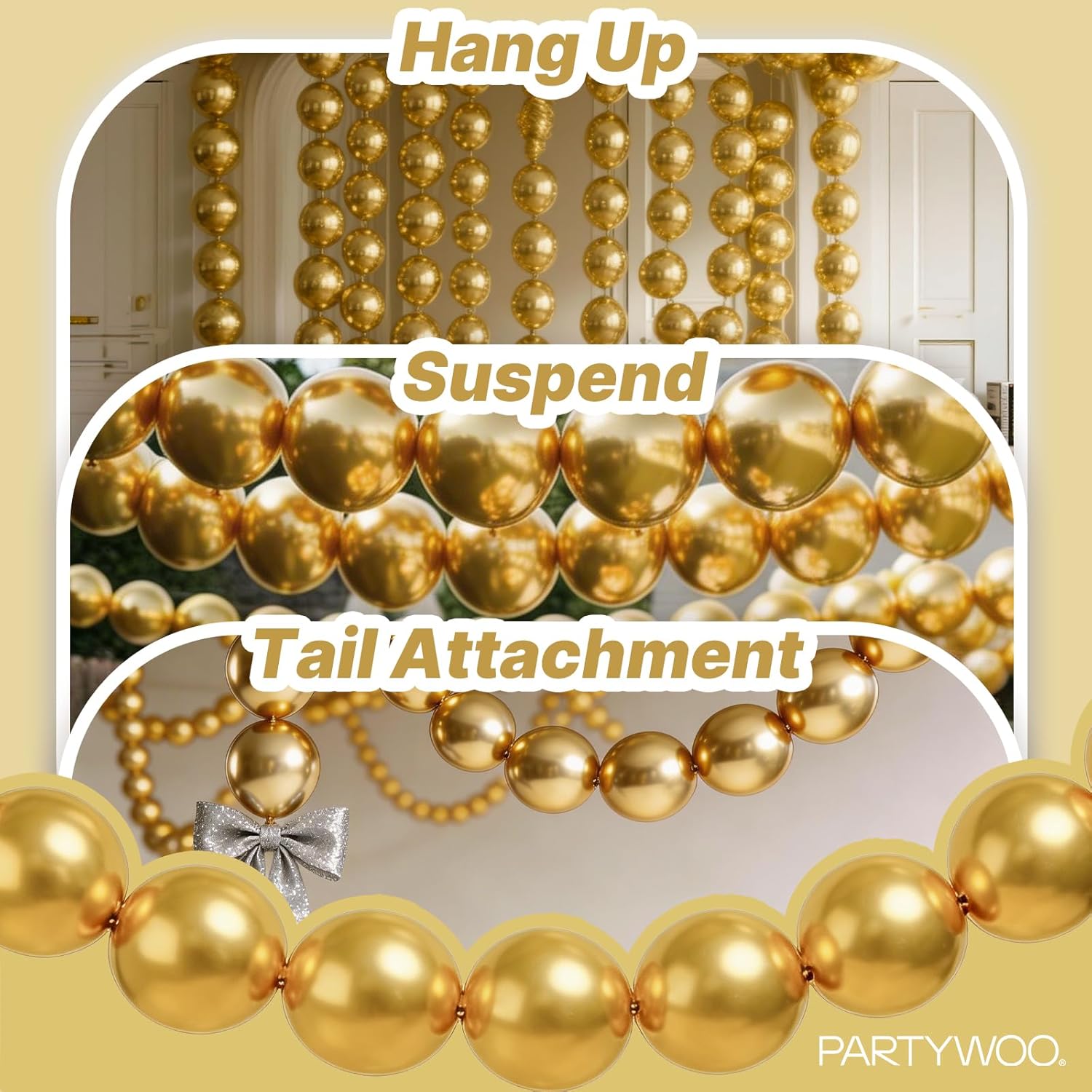 PartyWoo Metallic Gold Linking Balloons - 100pcs 6 Inch Decorative Balloons for Events & Celebrations