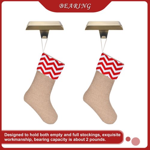 Sunshane 4 Pieces Christmas Stocking Holders Mantel Stocking Hanger Hooks Fireplace Mantle Metal Hang Bases for Xmas Party Decorations (Bronze)