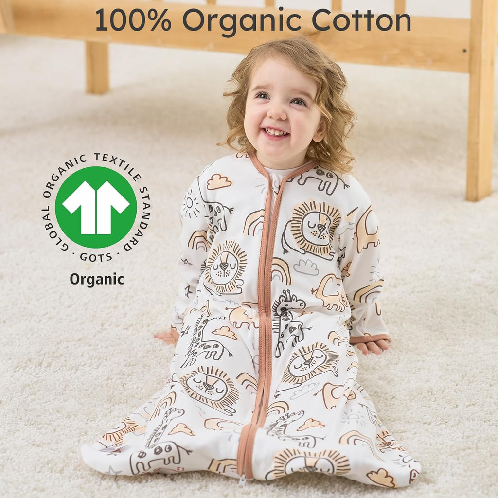 Yoofoss Baby Sleep Sack - 100% Cotton Long Sleeve Wearable Blanket for Infants 6-12 Months | 2-Way Zipper, 0.5 Tog