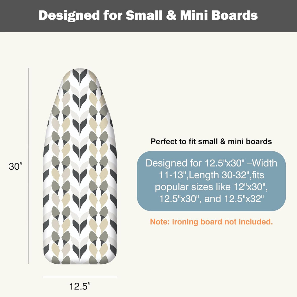 UniSimp Small Ironing Board Cover - Heat Resistant Cotton Canvas with Padding | 12.5"x30" Foliage Design