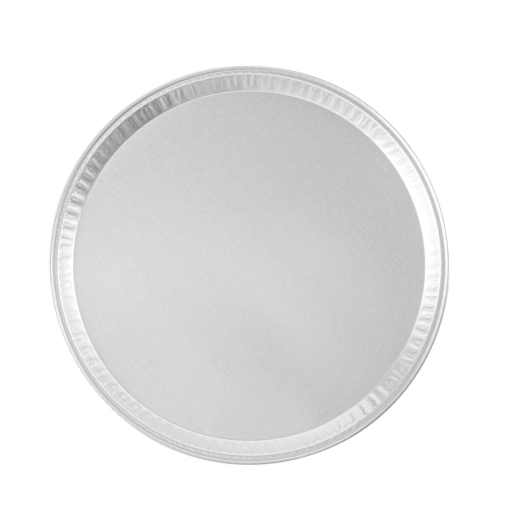 Restaurantware 18 Inch Pizza Trays, Round Foil Catering Trays 10 Count Aluminum Serving Platters with Engraved Pattern, Durable Greaseproof Presentation, Hot and Cold Food Safe, Silver