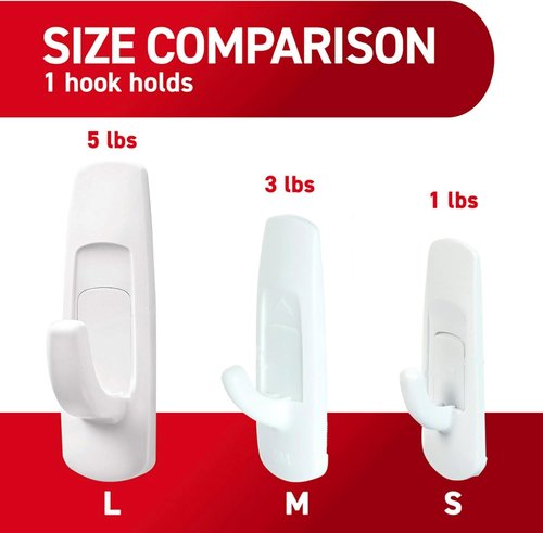 Command Large Utility Hooks - 5 lb Capacity, Damage-Free Adhesive Strips | 7 Hooks & 12 Strips for Easy Organization