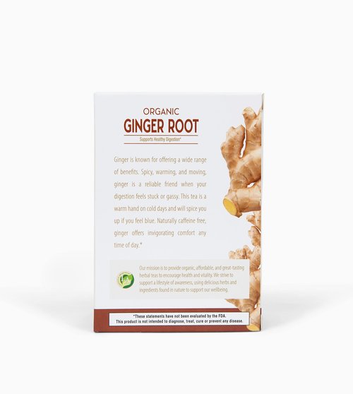 Lifestyle Awareness Organic Ginger Root Tea, Caffeine Free, 20 Count (Pack of 6), Packaging May Vary