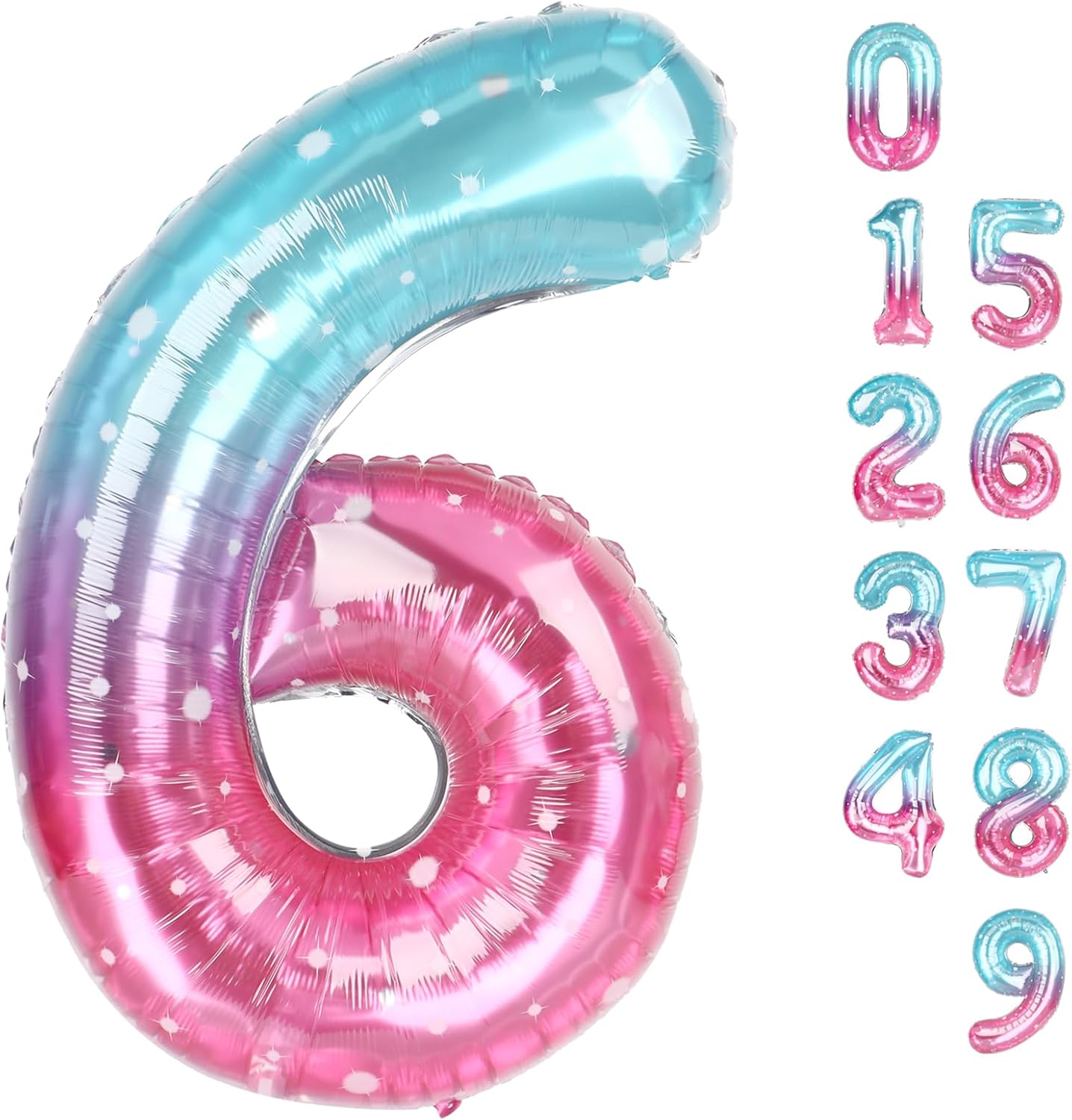 Skiennix 40-Inch Number 6 Balloon - Vibrant Pink, Purple & Blue Birthday Decorations for Boys & Girls