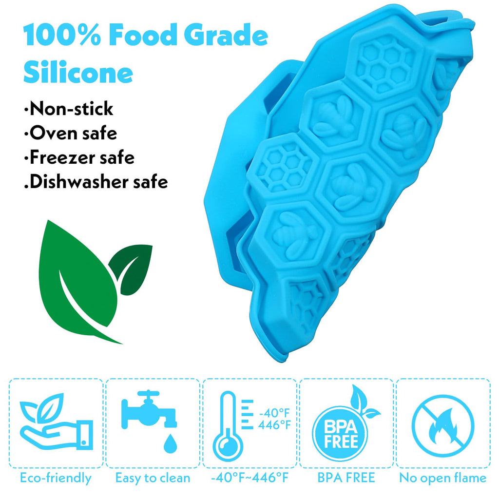 Versatile Honey Comb Silicone Mold, 19 Cavity Bee Silicone Mold for Baking, Reusable Non-Stick Gummy Molds for Candy, Chocolate, Jelly, Ice Cube