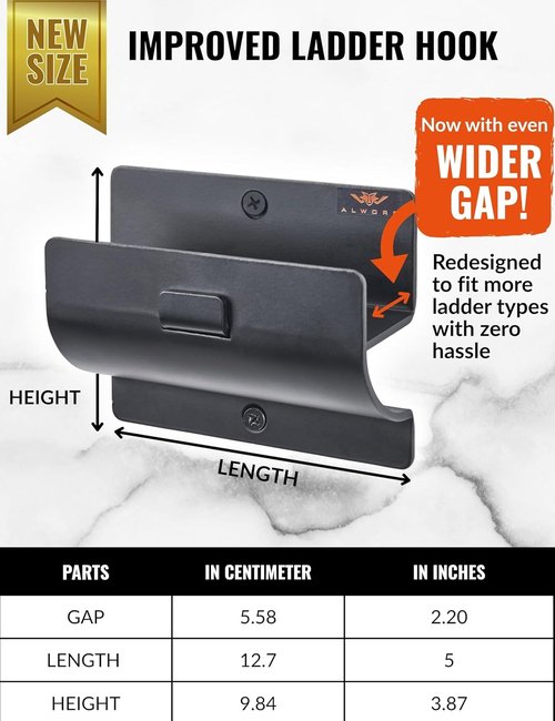 Heavy Duty Ladder Hook by Ladder Hook | Black Wall Brackets for Garage Storage & Organization