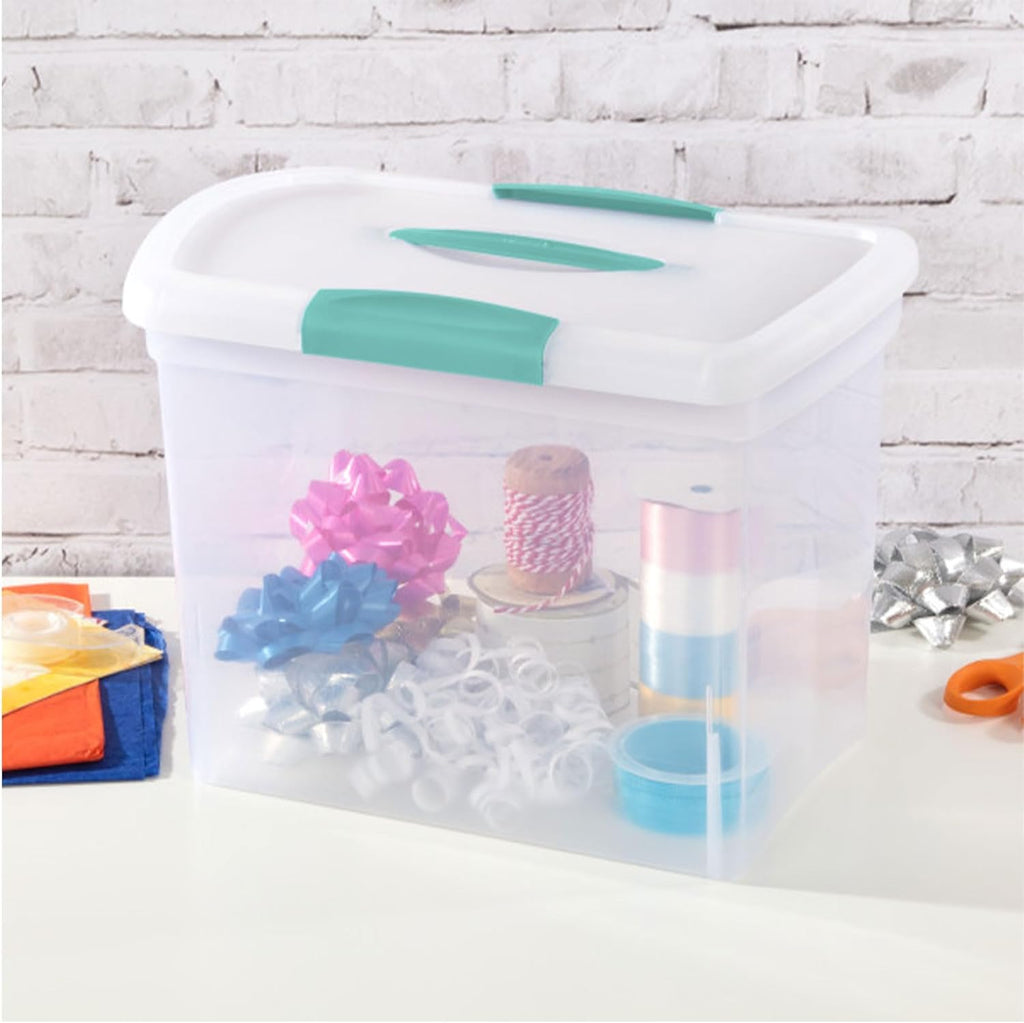Sterilite Large Nesting ShowOffs - Stackable Storage Bins with Latching Lid & Handle | Clear 6-Pack for Office Organization