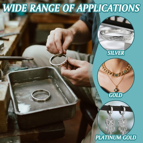 Hzutloer Silver Polish Cleaner,Jewelry Cleaner Tarnish Remover,Safe & Gentle,No Rinse,for Materials of Sterling Silver,Gold,Platinum,6.73 Fl Oz