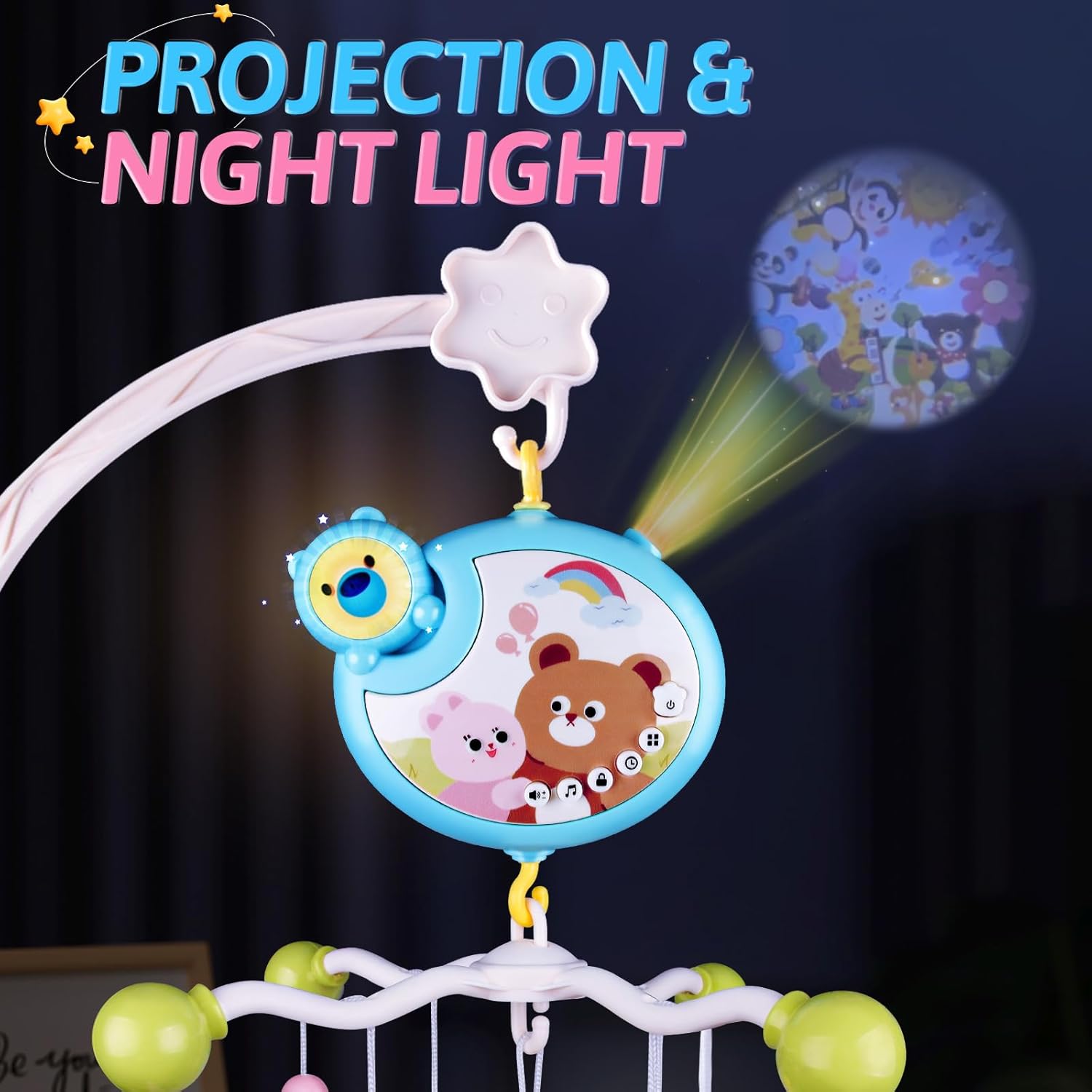Skiennix Crib Mobile - Musical & Light-Up Nursery Toy for Boys & Girls | Portable Animal Design