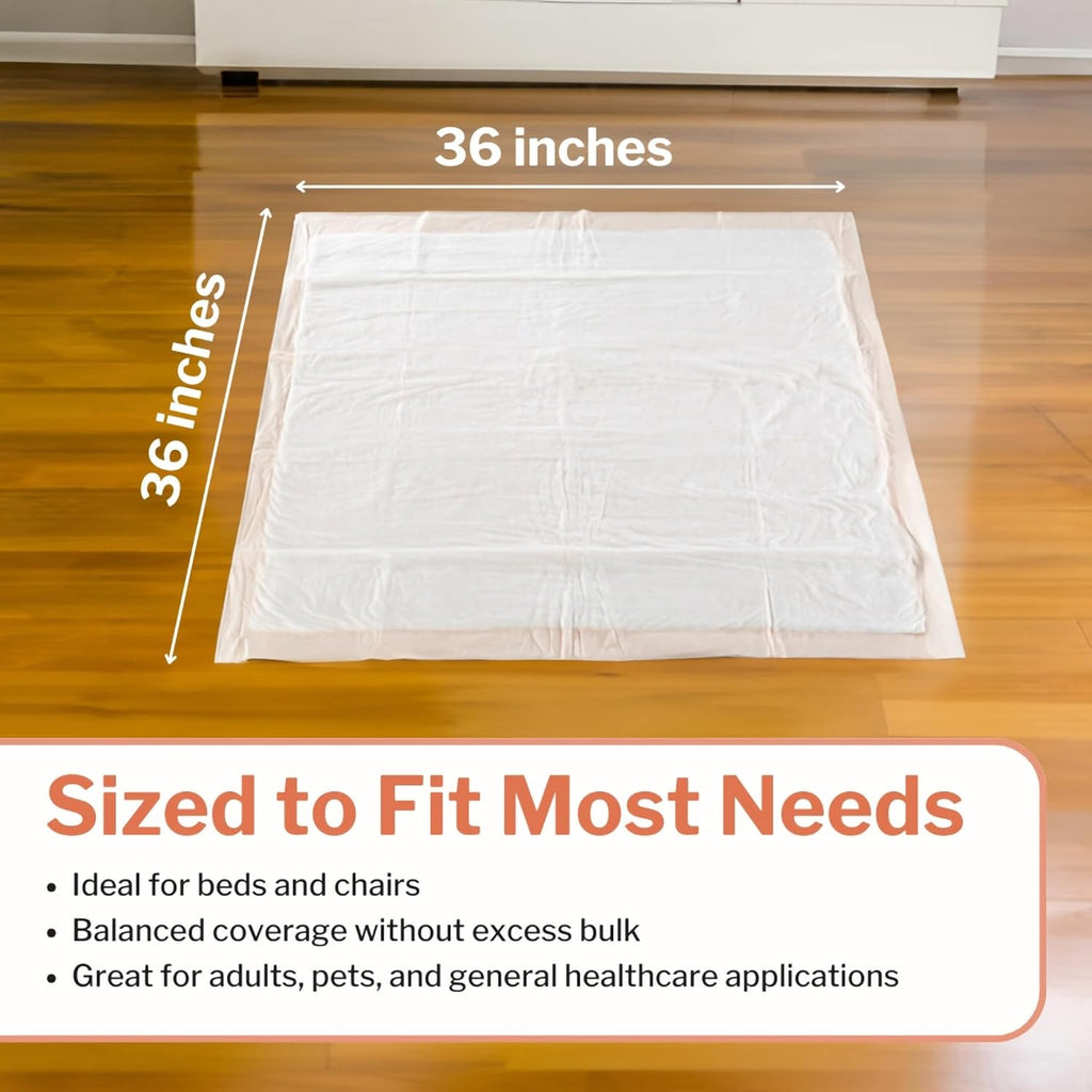 McKesson Disposable Bed Pads - Heavy Absorbency Underpads 36" x 36" | Ultra Incontinence Chux for Adults & Babies