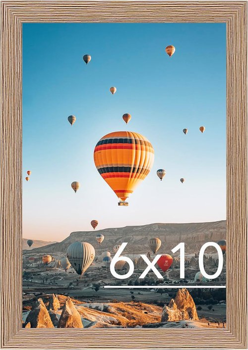 JCJMY 6x10 Rustic Brown Picture Frame - Versatile Wall & Tabletop Display with Shatter-Resistant Plexiglass