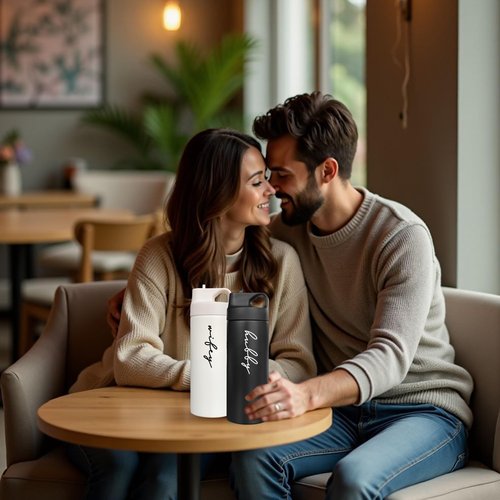 GroomBrideGifts Husband and Wife Cups | Honeymoon Essentials & Gift for Couples | Hubby and Wifey Water Bottles