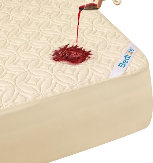 BEDLORE Waterproof Mattress Protector - King Size Noiseless Pad with Deep Pocket 6"-18" Depth | Soft, Breathable, Washable Cover (Beige)