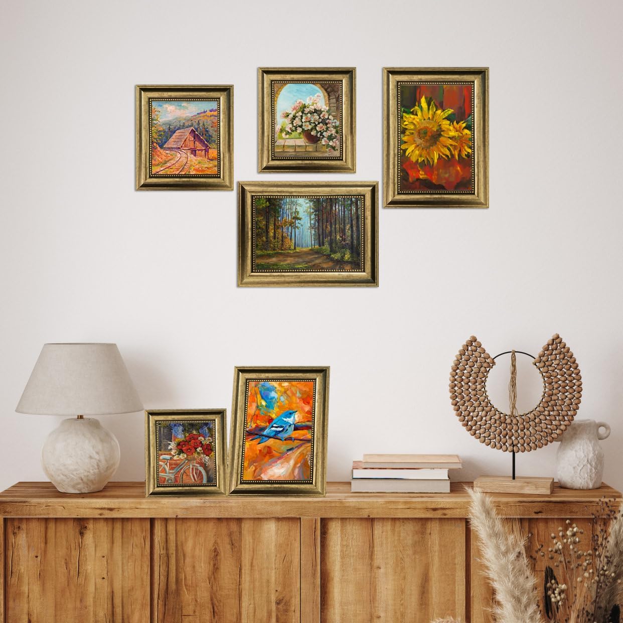Regine Switzerland 4x6 Picture Frame - Ornate Vintage Design with Real Glass | Gold Set of 4 for Wall or Tabletop Display