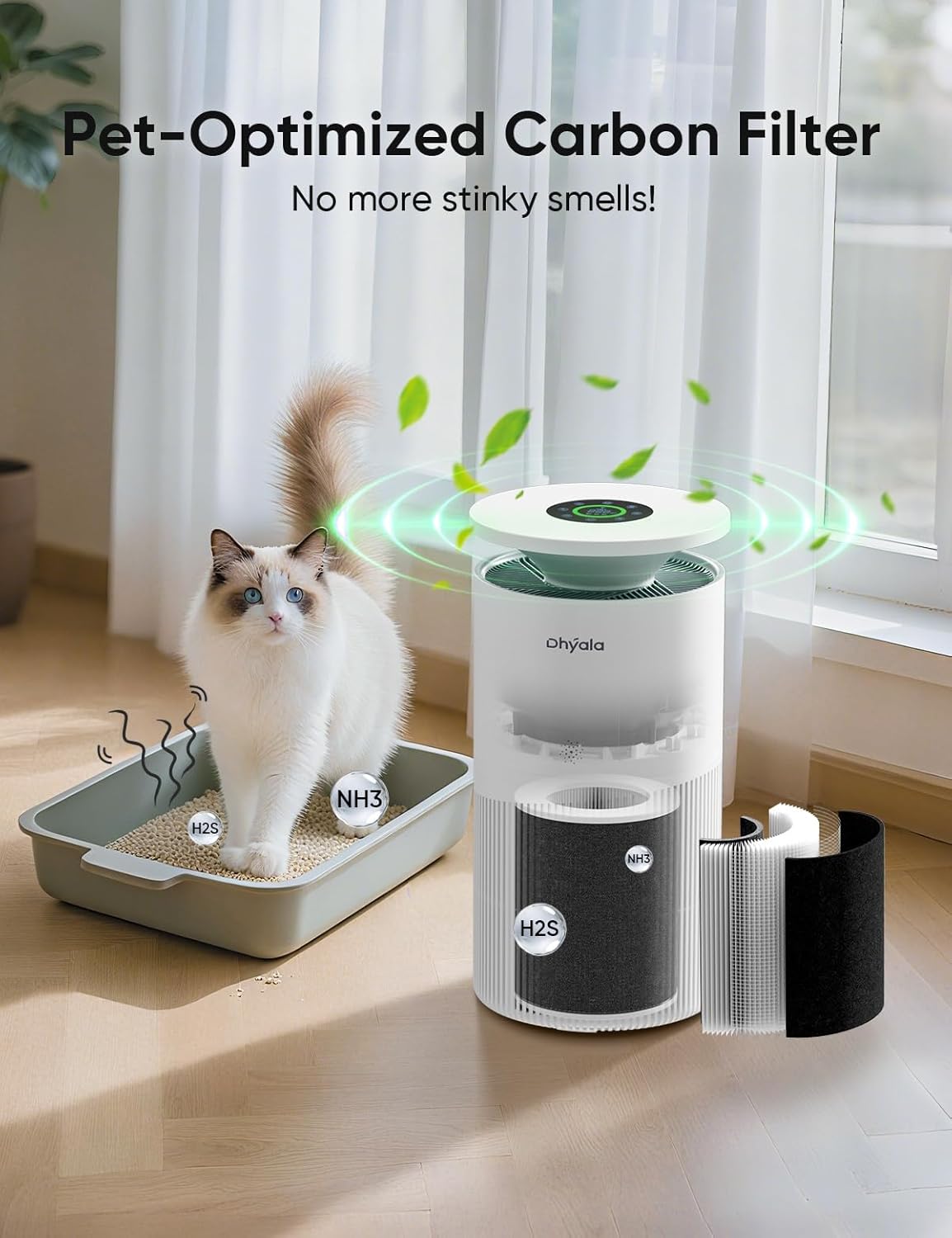 Skiennix Air Purifier - H13 True HEPA for Large Rooms up to 3620Ft² | Smart WiFi, 360° Intake, Quiet 22dB