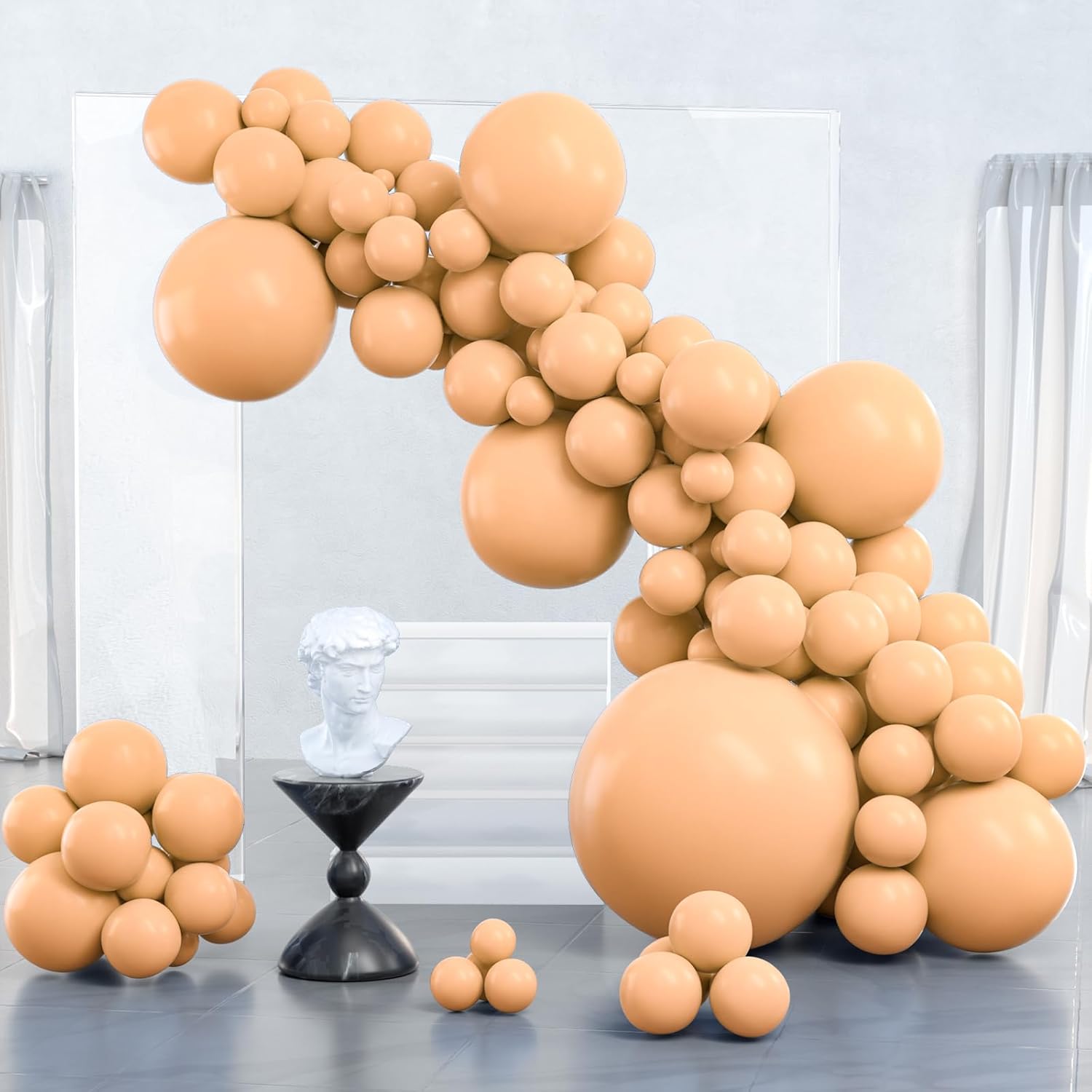 PartyWoo Nude Balloons - 127-Piece Boho Balloon Arch Kit in Apricot for Jungle Safari & Baby Showers