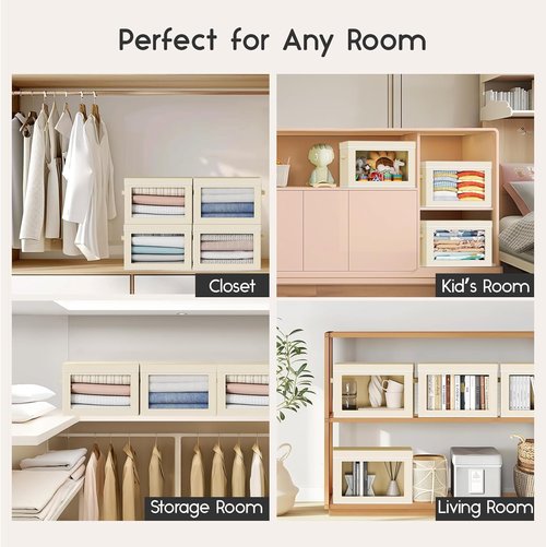 Homsorout Storage Bins with Lids - Collapsible Fabric Organizers for Clothes & Towels | 3 Pack & 6 Pack