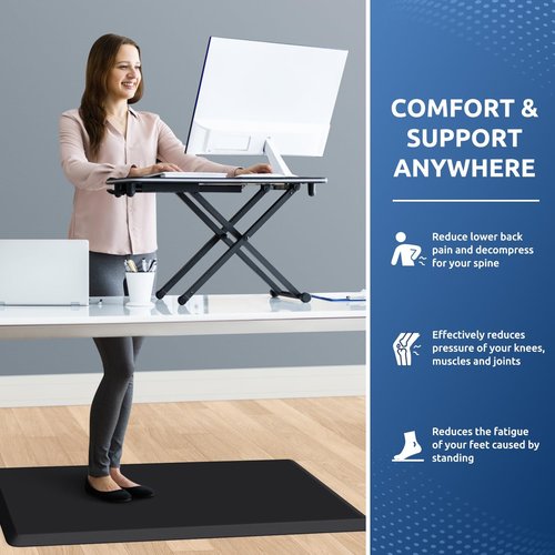 KitchenClouds Kitchen Mat Cushioned Anti Fatigue Rug 22"x36" Water Resistant, Non Slip, Standing and Comfort Desk/Floor Mats for House Sink Office (Black,0.8inch)