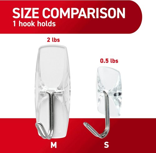 Command Medium Clear Wire Toggle Hooks - Damage-Free Hanging Solution | 10 Hooks & 12 Adhesive Strips, Holds Up to 2 lb